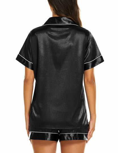 Ekouaer silk pajamas - short sleeve satin loungewear set for women