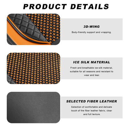 ZNDAW vehicle seat cover — leather front bottom cushion with storage pocket and anti-slip