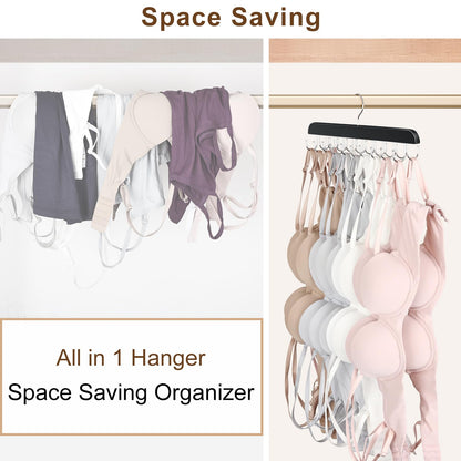 Clothes hanger — Foldable wood design with 20 hooks capacity for space saving storage