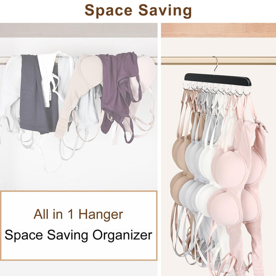 Clothes hanger — Foldable wood design with 20 hooks capacity for space saving storage