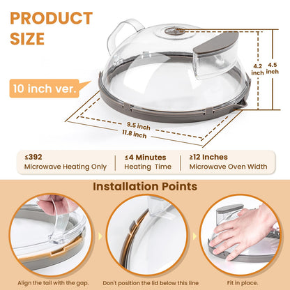 Microwave splatter cover - upgraded with water steamer and integrated handle