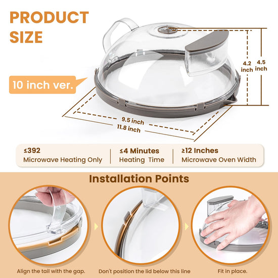 Microwave splatter cover - upgraded with water steamer and integrated handle