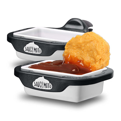 Saucemoto dip clip — in-car sauce holder for ketchup and dipping sauces
