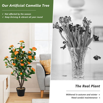 Goplus artificial camellia tree — realistic design and vibrant colors
