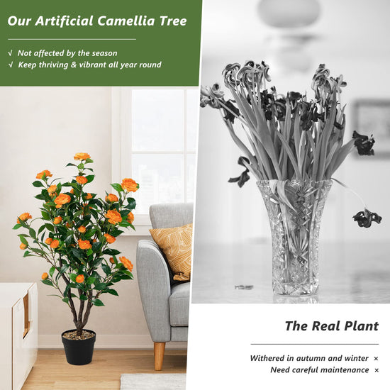 Goplus artificial camellia tree — realistic design and vibrant colors