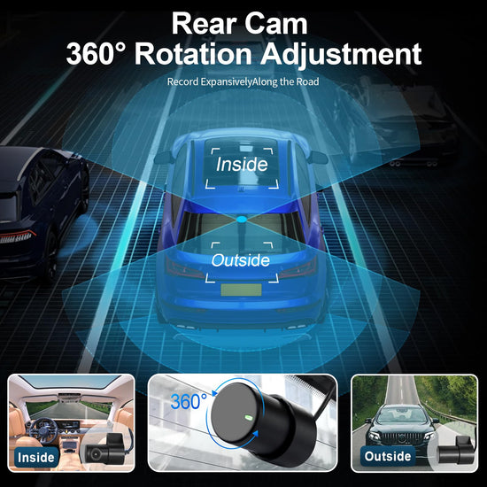 Portable electronic device mount — Front 4K and rear 1080p dash cam for Toyota Highlander and Hybrid Gen4 UX70 2020-2026 Model A, XLE XSE Limited Platinum, OEM look, app and WiFi, GPS, 128GB card.