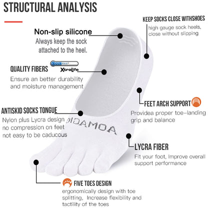 aomagic toe socks - moisture wicking five finger invisible liner socks for men and women