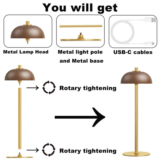 JONEMO cordless table lamp — rechargeable design