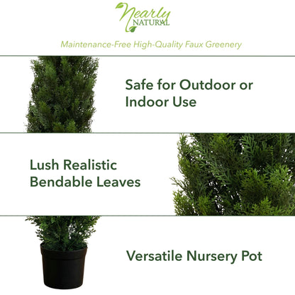 Nearly Natural artificial tree — 4ft faux cedar with nursery planter and UV resistance