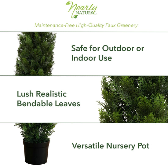 Nearly Natural artificial tree — 4ft faux cedar with nursery planter and UV resistance