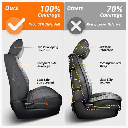 DrCarNow vehicle seat covers - leather waterproof for Toyota Tacoma 2016-2023