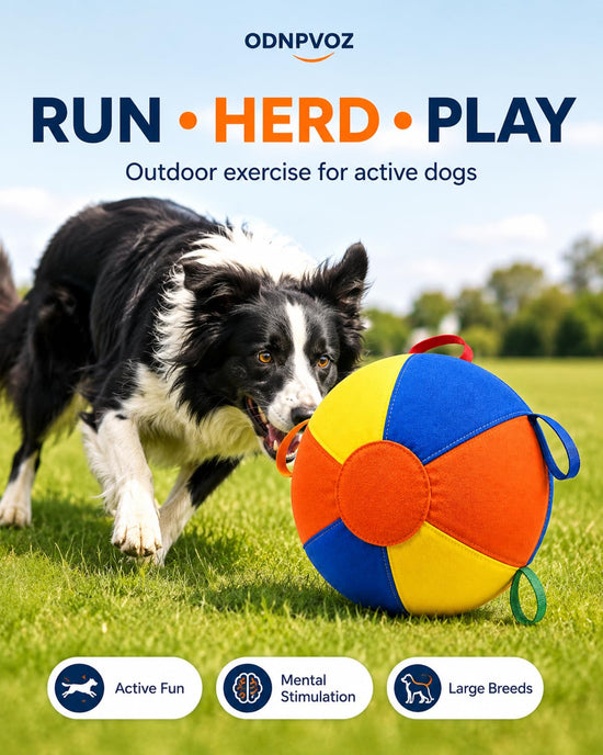 10/18/22 Inch Herding Ball Calming Jumbo Durable Tear-Resistant Inflatable Dog Toy Heavy-Duty Handle Cover Pump Outdoor Play Exercise Training Large Breeds Border Collie Cattle Horse Waterproof (18IN)