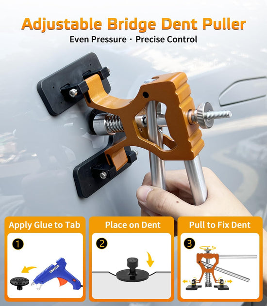 AUTOPDR Paintless Dent Removal Kit for Cars - Dent Puller Kit with Premium Dent Lifter, Strong Adhesion Glue Sticks & Puller Tabs, Removable T-bar Puller, PDR Kit for & Auto Body Dent Repair