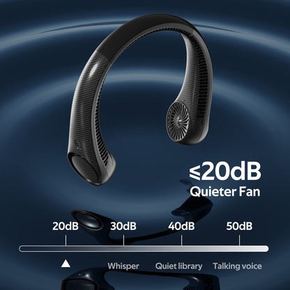 Portable neck fan — Hands free bladeless design with 4000mAh battery and 3 speeds