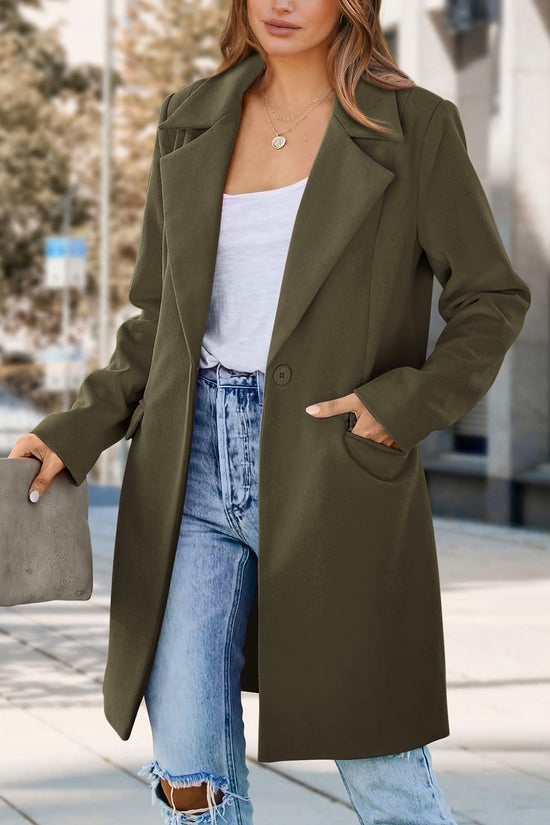 Blazer — Women's long sleeve lapel design with pockets and loose fit