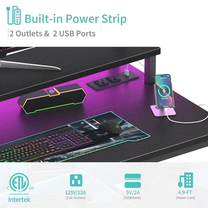 Lufeiya desk with LED lights and power outlets