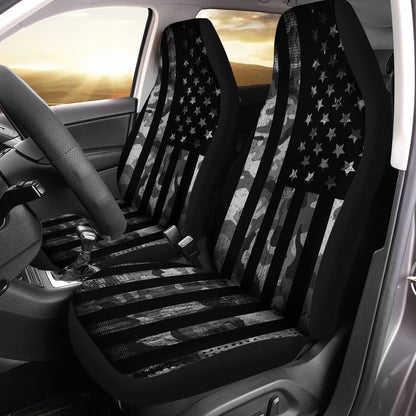 gearider vehicle seat cover - black camouflage with USA flag print, waterproof design