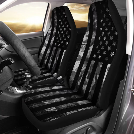 gearider vehicle seat cover - black camouflage with USA flag print, waterproof design