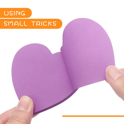 Self stick note pads — heart shape colorful design, 75 sheets per pad