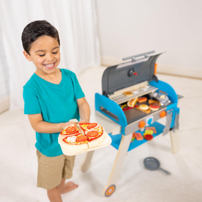 Melissa & Doug pretend play toy — deluxe wooden barbecue grill and pizza oven