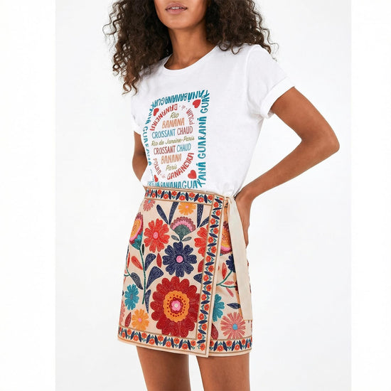 Talakeno women’s floral wrap skirt with tie side design