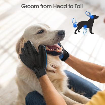 Upgrade pet grooming gloves - gentle shedding mittens for dogs, cats and horses - 1 pair