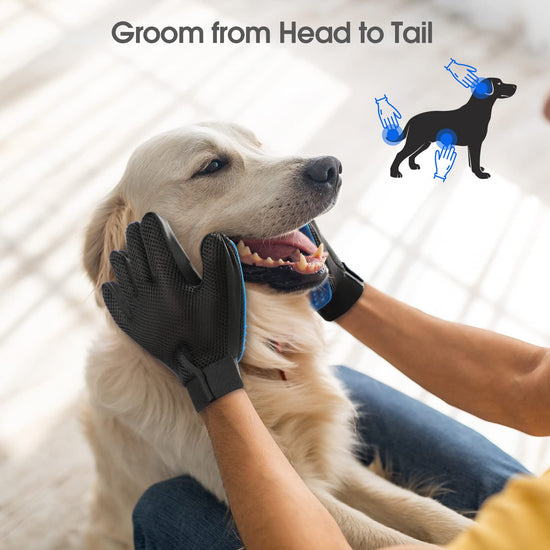 Upgrade pet grooming gloves - gentle shedding mittens for dogs, cats and horses - 1 pair
