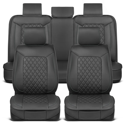 Vehicle seat cover — MotorBox prestige edition leather seat cover set in black and gray