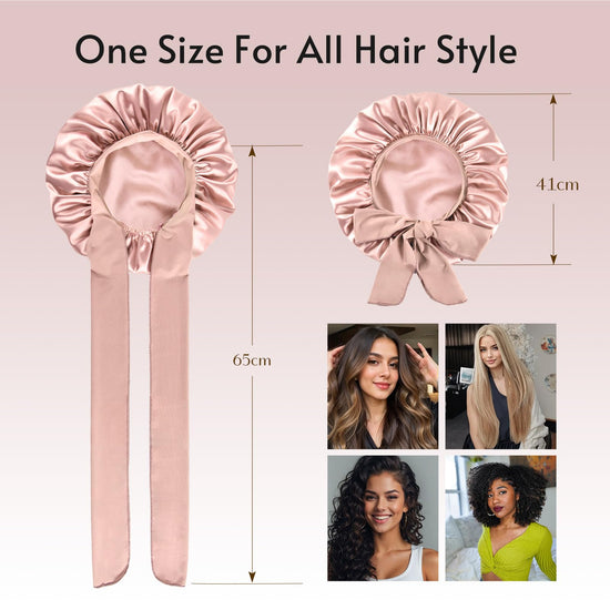 Yanideer silk bonnets for sleeping with tie band for curly hair blushpink 3 pcs setYanideer silk bonnets for sleeping with tie band for curly hair 3 pcs set