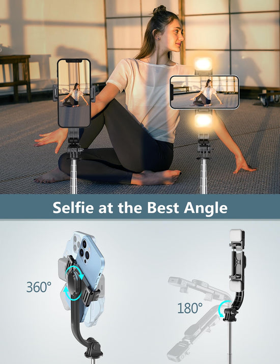 Selfie stick tripod - With light and wireless remote