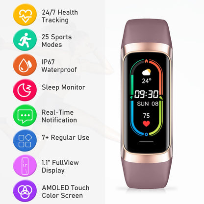 Fitness Tracker for Women Men with Heart Rate/Blood Pressure/Calories/Pedometer, Activity Tracker with 1.1"" AMOLED Screen, Waterproof Step Tracker for Android iPhones