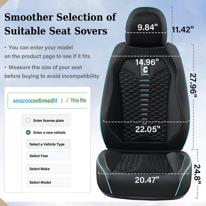 Coverado car seat covers - breathable faux leather for 5 seats in black and blue