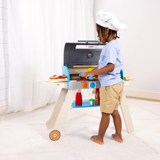 Melissa & Doug pretend play toy — deluxe wooden barbecue grill and pizza oven