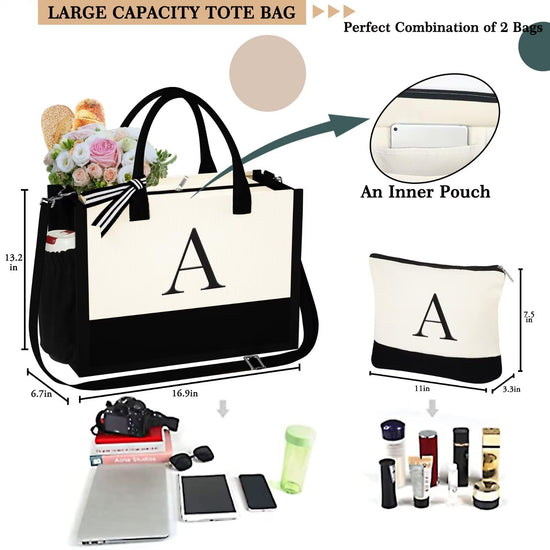 Yoolife tote bag — Monogrammed initial design for women and moms