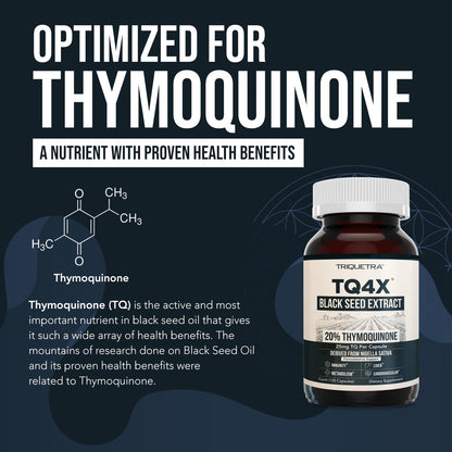 Nutritional supplement — 20% thymoquinone black seed oil extract capsules 60 countNutritional supplement — TQ-Advanced 4X thymoquinone capsules 60 count 100MG or 50MG