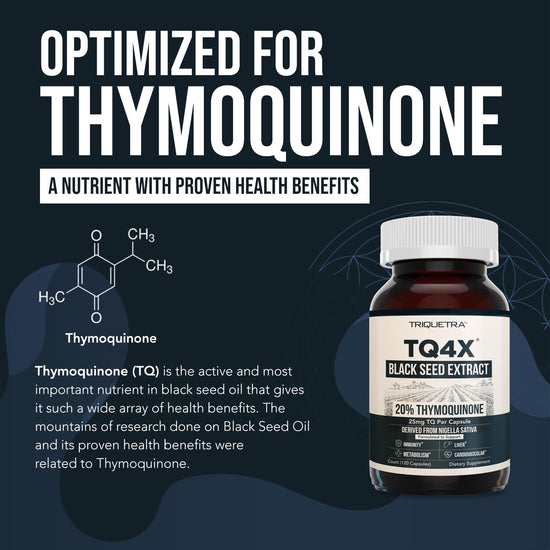 Nutritional supplement — 20% thymoquinone black seed oil extract capsules 60 countNutritional supplement — TQ-Advanced 4X thymoquinone capsules 60 count 100MG or 50MG