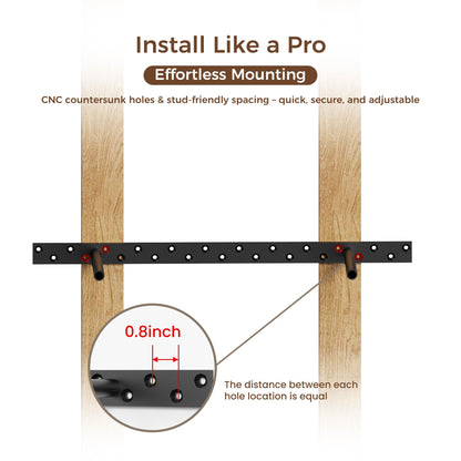 2pcs Floating Shelf Bracket Heavy Duty Floating Mantel Bracket Black Metal Decorative Floating Shelf Hardware Hidden Shelving Mounting Brackets (18″X8″X1″)