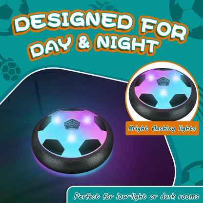 Hover soccer ball set — air floating toy with LED lights and foam bumper