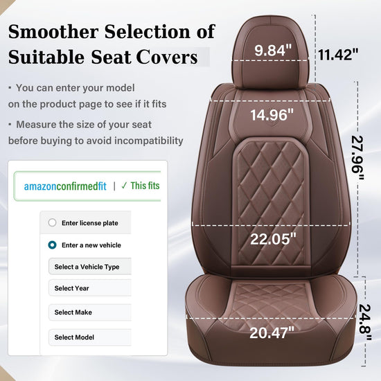 Coverado vehicle seat cover — luxury faux leather, waterproof, universal fit, brown