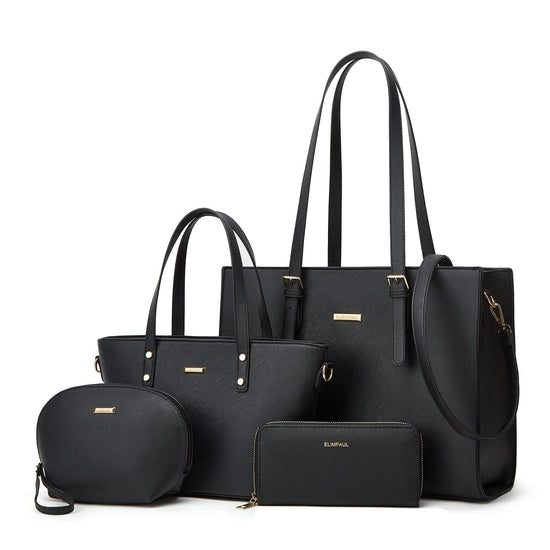 Handbag — Synthetic leather tote and shoulder bag set for women