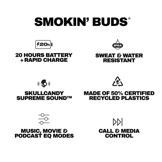 Skullcandy headphones — smokin' buds design and sound quality.