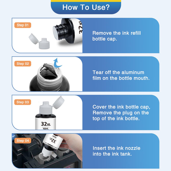 32xl Black Ink Bottle 31 Smart Tank 5101 6001 5000 7602 7301 Ink Refill Compatible for HP 31 Ink Bottles Set for Ink 31 and 32xl Compatible for HP Smart Tank Ink 5101 6001 651 5102 7002 5000 7001
