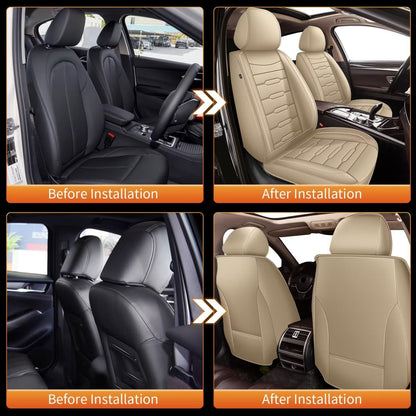 AOMSAZTO vehicle seat cover - leather, waterproof for Ford Explorer 2004-2026 2 front seats beige