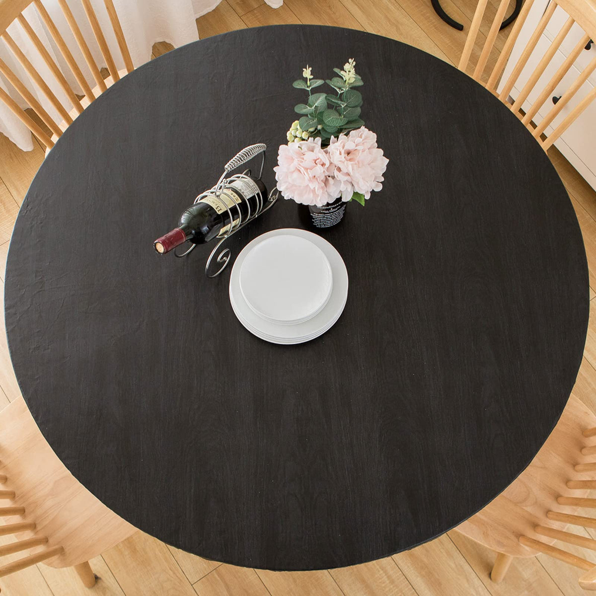 LIBERECOO round fitted tablecloth - Waterproof and stain-resistant design