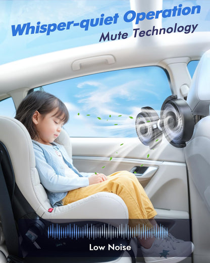 Electric fan — Hayousui USB car cooling fan with dual heads and 360° rotation