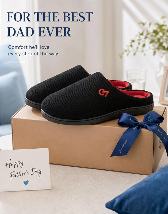 VeraCosy men's two-tone memory foam slippers — durable rubber sole for indoor outdoor use