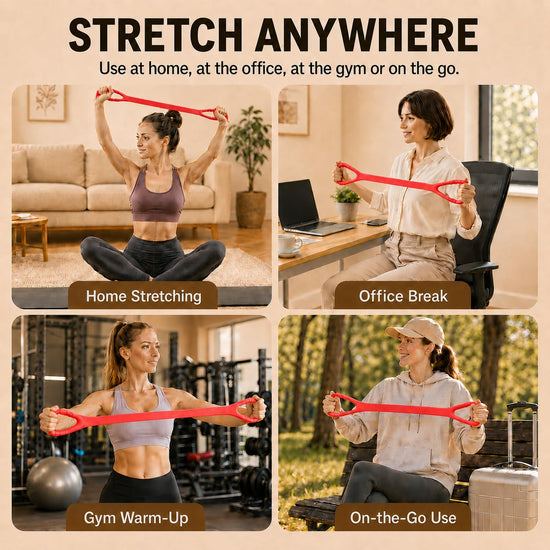 Figure 8 Resistance Bands with Handles, Resistance Bands for Arms, Back & Shoulder Training, Exercise Equipment for Yoga, Pilates & Stretching, Portable Home Gym Equipment (Red)