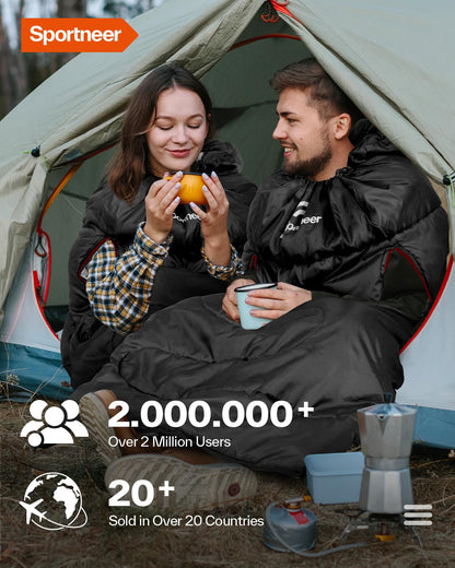 Sportneer sleeping bag — walkable design with arm zippers for versatility