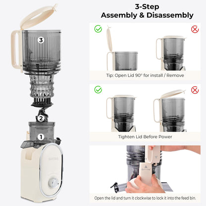 SUSTEAS juicer - compact design for easy storage and portability.