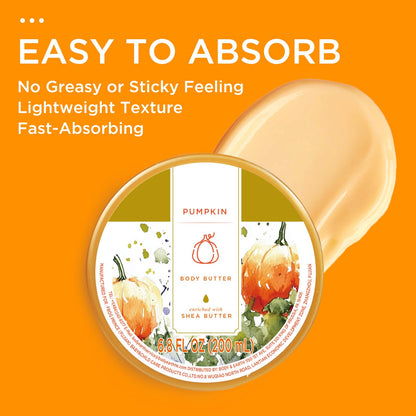 Pumpkin Body Butter for Dry Skin, Pumpkin Lotion Body Moisturizer 6.8FlOz